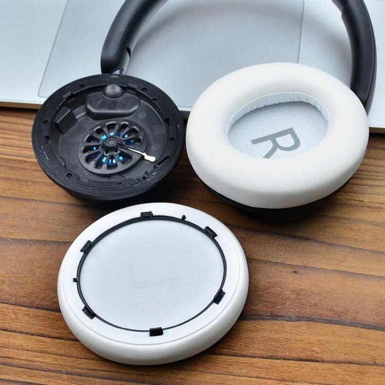 For Anker Space Q45 1pair Ear Muffs Foam Noise Reduction Earmuffs, Spec: Potein Leather White - Earmuff & Pad by buy2fix | Online Shopping UK | buy2fix