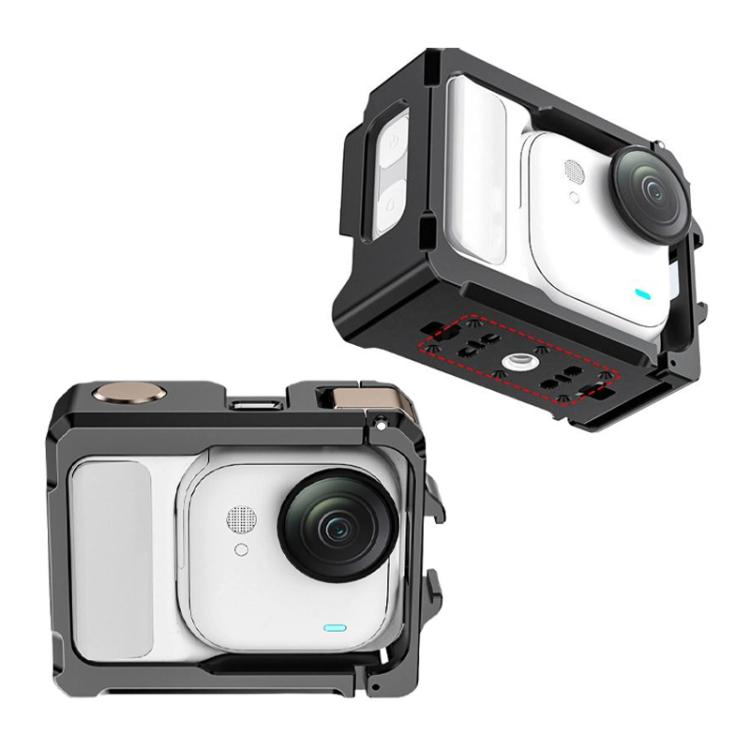 For Insta360 GO Ultra Aluminum Alloy Cage with Dual Cold Shoe Mount Shockproof Protective Frame(Black) - Mount & Holder by buy2fix | Online Shopping UK | buy2fix