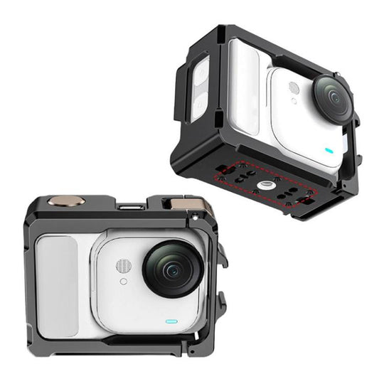 For Insta360 GO Ultra Aluminum Alloy Cage with Dual Cold Shoe Mount Shockproof Protective Frame(Black)