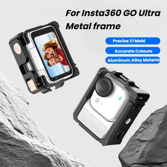 For Insta360 GO Ultra Aluminum Alloy Cage with Dual Cold Shoe Mount Shockproof Protective Frame(Black) - Mount & Holder by buy2fix | Online Shopping UK | buy2fix