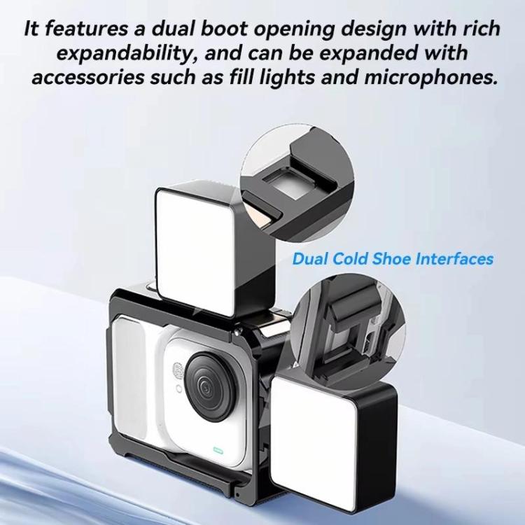 For Insta360 GO Ultra Aluminum Alloy Cage with Dual Cold Shoe Mount Shockproof Protective Frame(Black) - Mount & Holder by buy2fix | Online Shopping UK | buy2fix