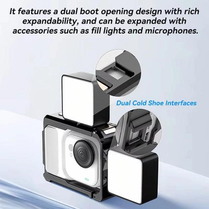 For Insta360 GO Ultra Aluminum Alloy Cage with Dual Cold Shoe Mount Shockproof Protective Frame(Black) - Mount & Holder by buy2fix | Online Shopping UK | buy2fix