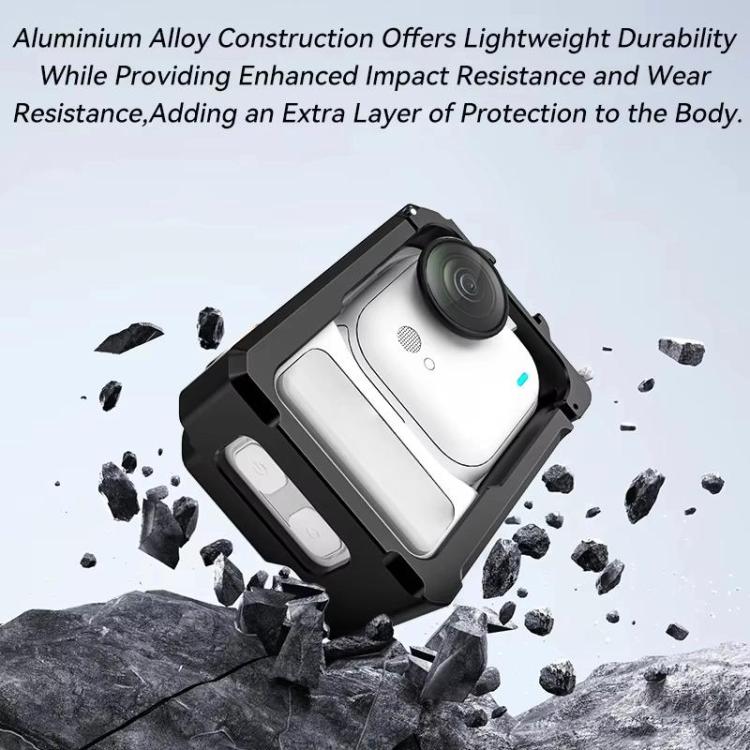 For Insta360 GO Ultra Aluminum Alloy Cage with Dual Cold Shoe Mount Shockproof Protective Frame(Black) - Mount & Holder by buy2fix | Online Shopping UK | buy2fix