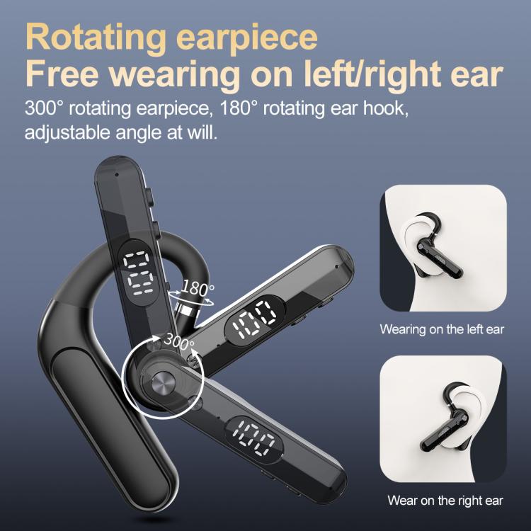 F10 With Mute Button Digital Display Monaural Noise Reduction On-Ear Bluetooth Earphone(Black) - Bluetooth Earphone by buy2fix | Online Shopping UK | buy2fix