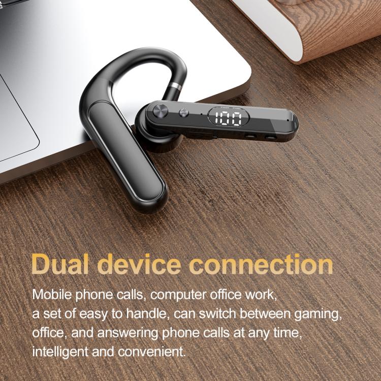 F10 With Mute Button Digital Display Monaural Noise Reduction On-Ear Bluetooth Earphone(Black) - Bluetooth Earphone by buy2fix | Online Shopping UK | buy2fix