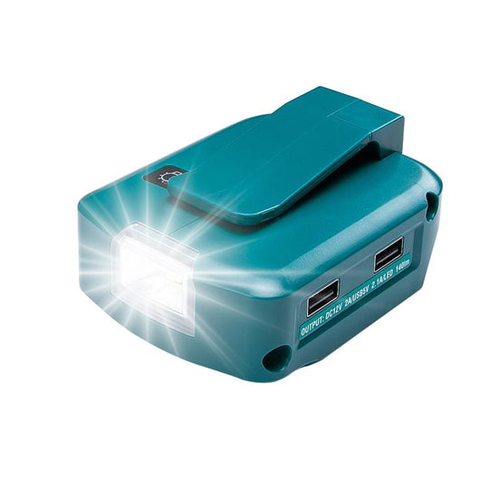 For Makita 14.4V/18V Lithium Battery Adapter With LED Lighting, Spec: Dual USB + DC