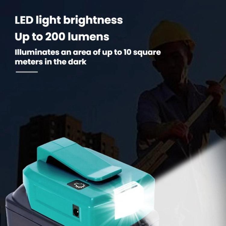 适用于Makita 14.4V/18V Lithium Battery Adapter With LED Lighting, Spec: Dual USB + DC - Charger & Converter by buy2fix | Online Shopping UK | buy2fix