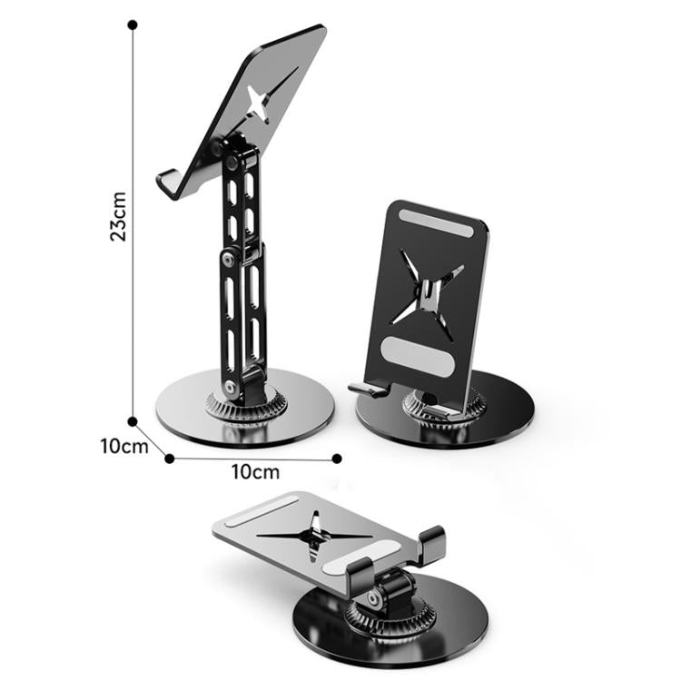 Dual-Fold Phone Tablet Stand Full Metal 360-degree Rotation Desktop Holder with 3-Axis Adjustable Arm(Silver) - Desktop Holder by buy2fix | Online Shopping UK | buy2fix