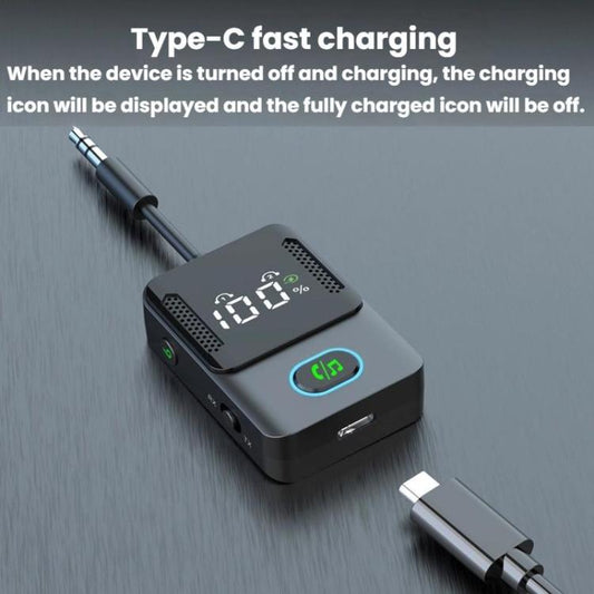 BR16 Car Bluetooth Dual-Microphone Receiver-Transmitter Long Lasting Audio Adapter(Black) - Audio Receiver Transmitter by buy2fix | Online Shopping UK | buy2fix