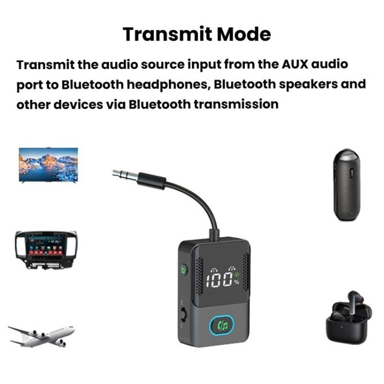 BR16 Car Bluetooth Dual-Microphone Receiver-Transmitter Long Lasting Audio Adapter(Black) - Audio Receiver Transmitter by buy2fix | Online Shopping UK | buy2fix