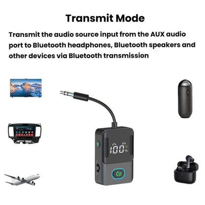 BR16 Car Bluetooth Dual-Microphone Receiver-Transmitter Long Lasting Audio Adapter(Black) - Audio Receiver Transmitter by buy2fix | Online Shopping UK | buy2fix