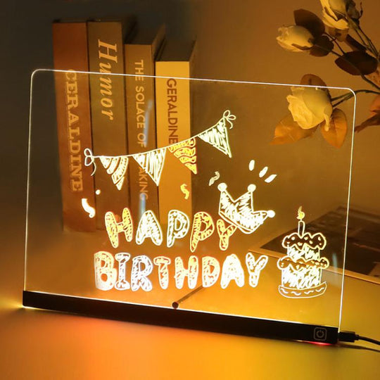 Luminous Transparent Acrylic Erasable Fluorescent Writing Message Board Billboard, Size: RGB 20x20cm