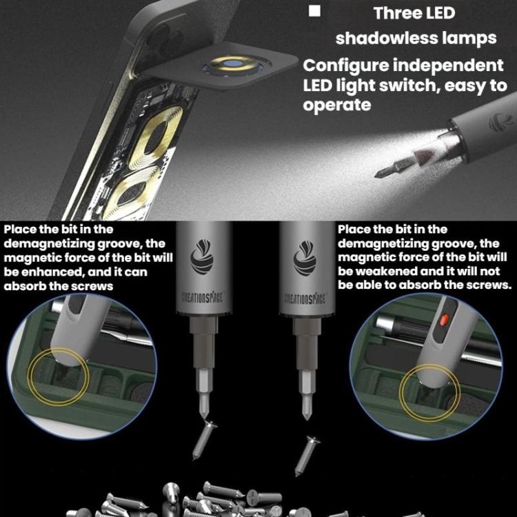CREATIONSPACE CS0802A 42pcs Mini Electric Rechargeable Screwdriver Set - Screwdriver Set by CREATIONSPACE | Online Shopping UK | buy2fix