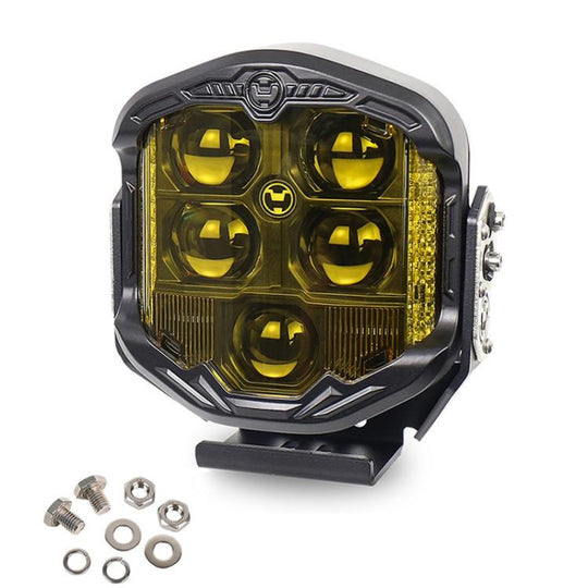 OL-21W03Y 7 Inch 3-Sided Illumination High / Low Beam Car Modified Work Light Roof Light  A-Pillar Spotlights(Yellow)