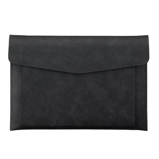 A4 Double Layer PU Document Bag 14 Inch Laptop Briefcase File Organizer Holder For Office School Supplies(Black)