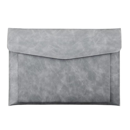 A4 Double Layer PU Document Bag 14 Inch Laptop Briefcase File Organizer Holder For Office School Supplies(Gray)