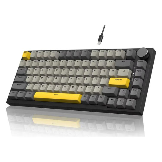 Ajazz AK820 Hot Swappable Wired Mechanical Keyboard With Light, Style: Moon Switch Gray White Yellow