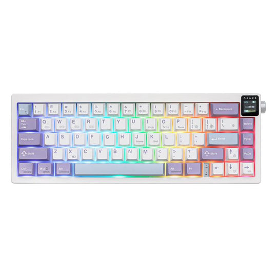 Ajazz AK650 Tri-mode Wireless Mechanical Keyboard With Screen Knob RGB Light, Color: Flying Fish Switch Purple White Blue