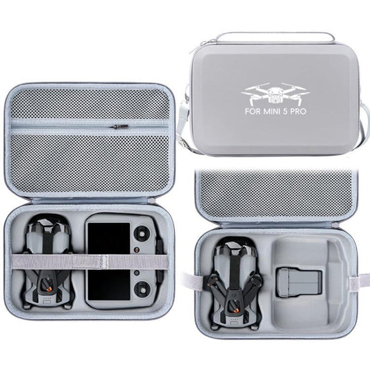For DJI Mini 5 Pro & RC 2 PU Storage Bag Shoulder Carrying Bag(Gray) - Carry Cases & Bags by buy2fix | Online Shopping UK | buy2fix