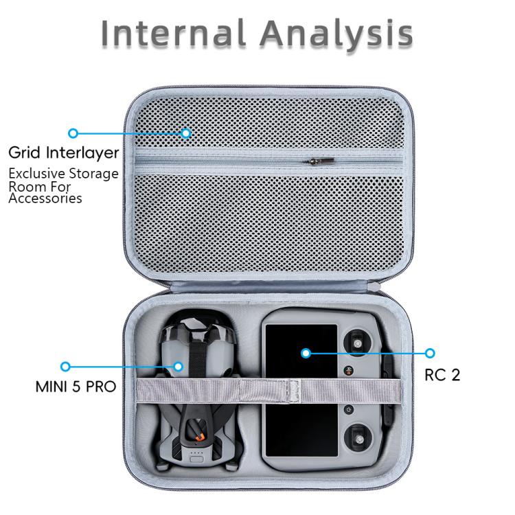 For DJI Mini 5 Pro & RC 2 PU Storage Bag Shoulder Carrying Bag(Gray) - Carry Cases & Bags by buy2fix | Online Shopping UK | buy2fix