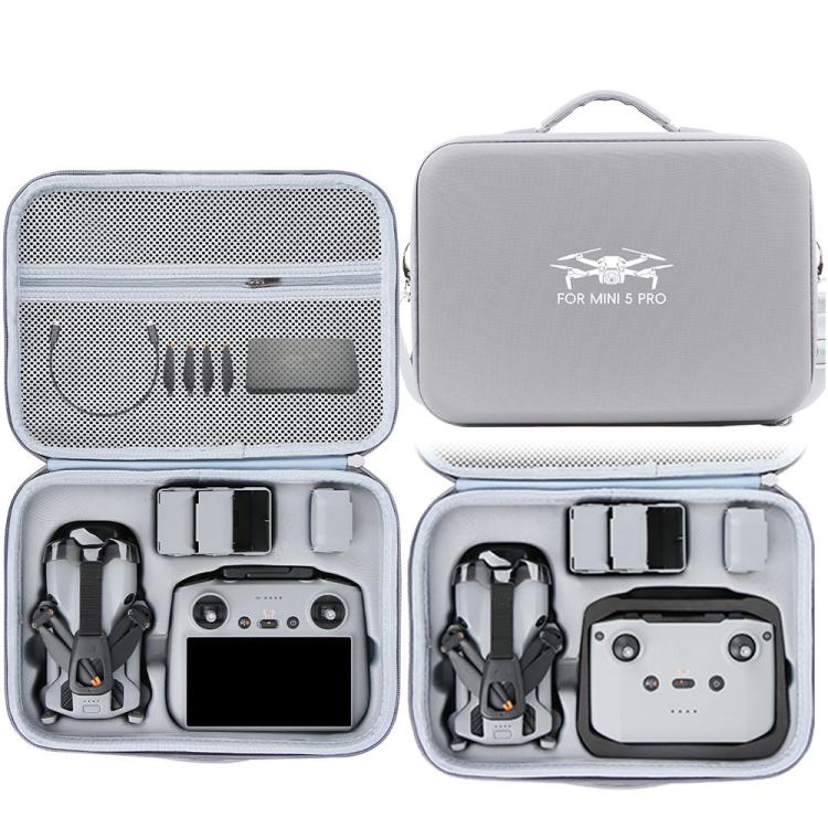For DJI Mini 5 Pro Fly More Integrated PU Organizer Bag Portable Travel Shoulder Bag(Gray) - Carry Cases & Bags by buy2fix | Online Shopping UK | buy2fix