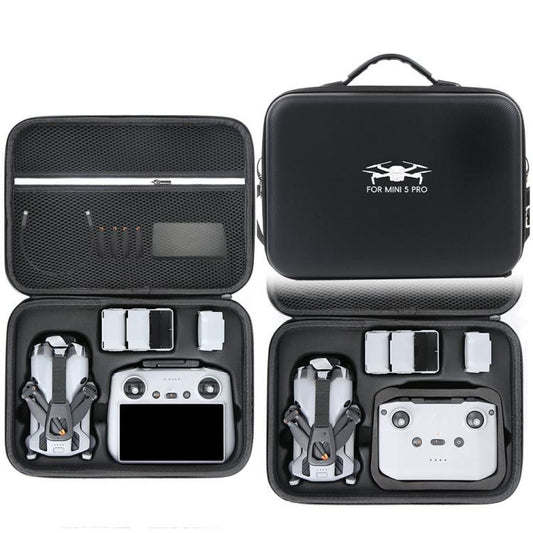 For DJI Mini 5 Pro Fly More Integrated PU Organizer Bag Portable Travel Shoulder Bag(Black) - Carry Cases & Bags by buy2fix | Online Shopping UK | buy2fix
