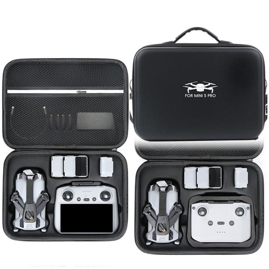 For DJI Mini 5 Pro Fly More Integrated PU Organizer Bag Portable Travel Shoulder Bag(Black)