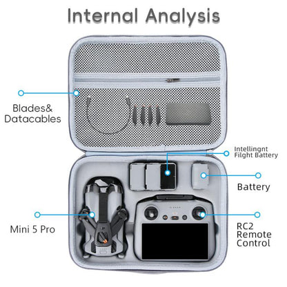 For DJI Mini 5 Pro Fly More Integrated PU Organizer Bag Portable Travel Shoulder Bag(Gray) - Carry Cases & Bags by buy2fix | Online Shopping UK | buy2fix