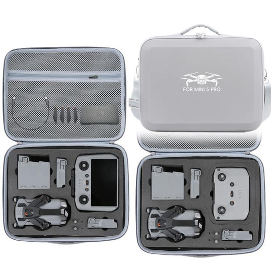 For DJI Mini 5 Pro Fly More All-in-one PU Organizer Bag Portable Travel Shoulder Bag(Gray)