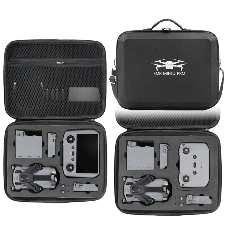 For DJI Mini 5 Pro Fly More All-in-one PU Organizer Bag Portable Travel Shoulder Bag(Black) - Carry Cases & Bags by buy2fix | Online Shopping UK | buy2fix