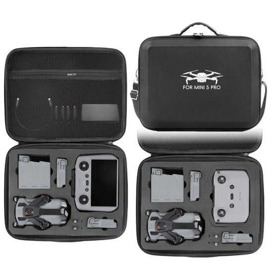 For DJI Mini 5 Pro Fly More All-in-one PU Organizer Bag Portable Travel Shoulder Bag(Black)