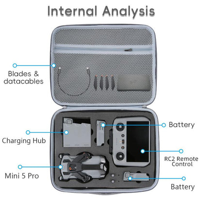 For DJI Mini 5 Pro Fly More All-in-one PU Organizer Bag Portable Travel Shoulder Bag(Black) - Carry Cases & Bags by buy2fix | Online Shopping UK | buy2fix