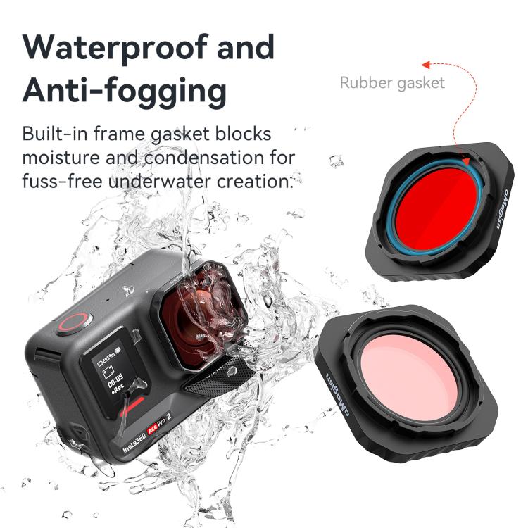 For Insta360 Ace Pro 2 aMagisn Dive Filter Underwater Waterproof Camera Lens Protector(Light Red) - Len Accessories by aMagisn | Online Shopping UK | buy2fix