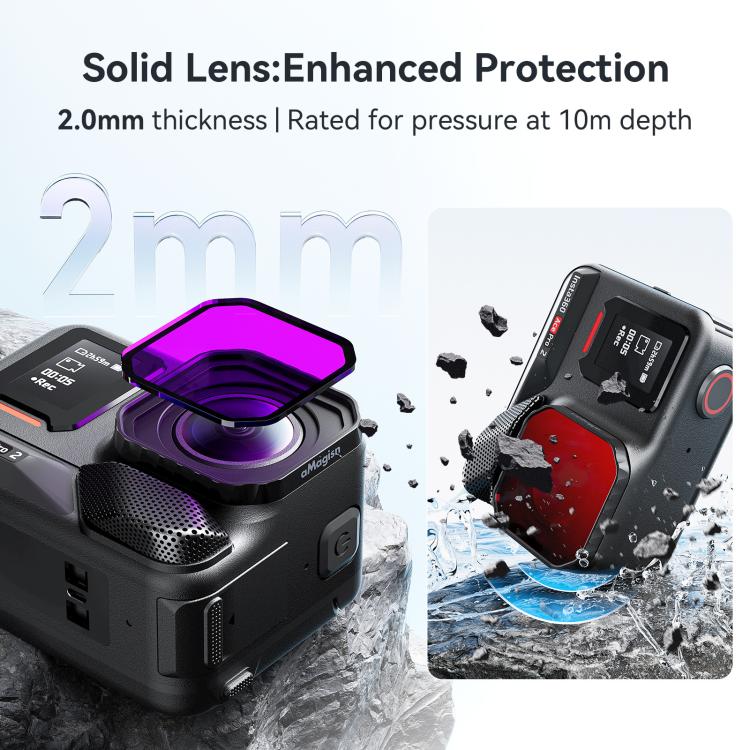 For Insta360 Ace Pro 2 aMagisn Dive Filter Underwater Waterproof Camera Lens Protector(Light Red) - Len Accessories by aMagisn | Online Shopping UK | buy2fix