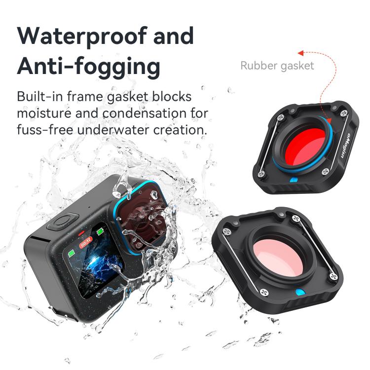 aMagisn Dive Filter for GoPro HERO13 Black /12 Black /11 Black /11 Black mini /10 Black /9 Black(Red) - Lens Filter by aMagisn | Online Shopping UK | buy2fix