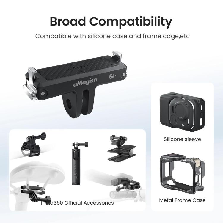 For Insta360 Go Ultra Camera aMagisn Quick Release Magnetic Base Plastic Mount Adapter(Black) - Mount & Holder by aMagisn | Online Shopping UK | buy2fix