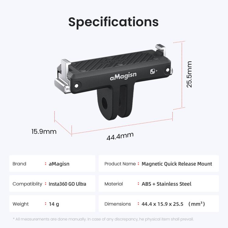 For Insta360 Go Ultra Camera aMagisn Quick Release Magnetic Base Plastic Mount Adapter(Black) - Mount & Holder by aMagisn | Online Shopping UK | buy2fix