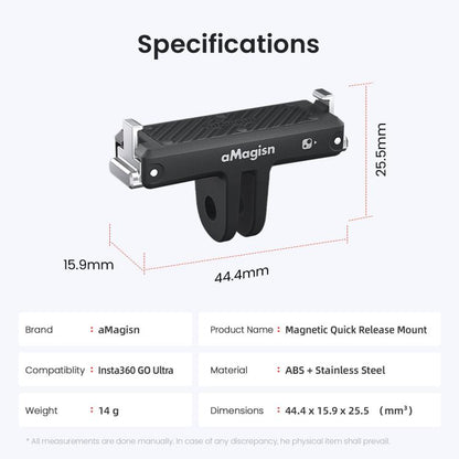 For Insta360 Go Ultra Camera aMagisn Quick Release Magnetic Base Plastic Mount Adapter(Black) - Mount & Holder by aMagisn | Online Shopping UK | buy2fix