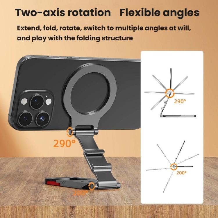 Flymile MB015 Magsafe Magnetic Cell Phone Shooter Folding Metal Clip 1/4 Expanding Stand Accessory - Desktop Holder by Flymile | Online Shopping UK | buy2fix