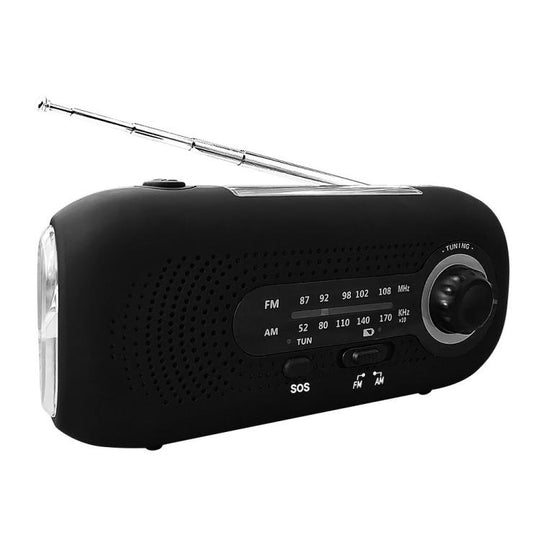 SOS Emergency Solar Hand Crank Weather Radio, No Battery, Size: US Version(Black)