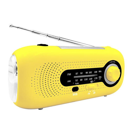 SOS Emergency Solar Hand Crank Weather Radio, No Battery, Size: Japan Version(Yellow)