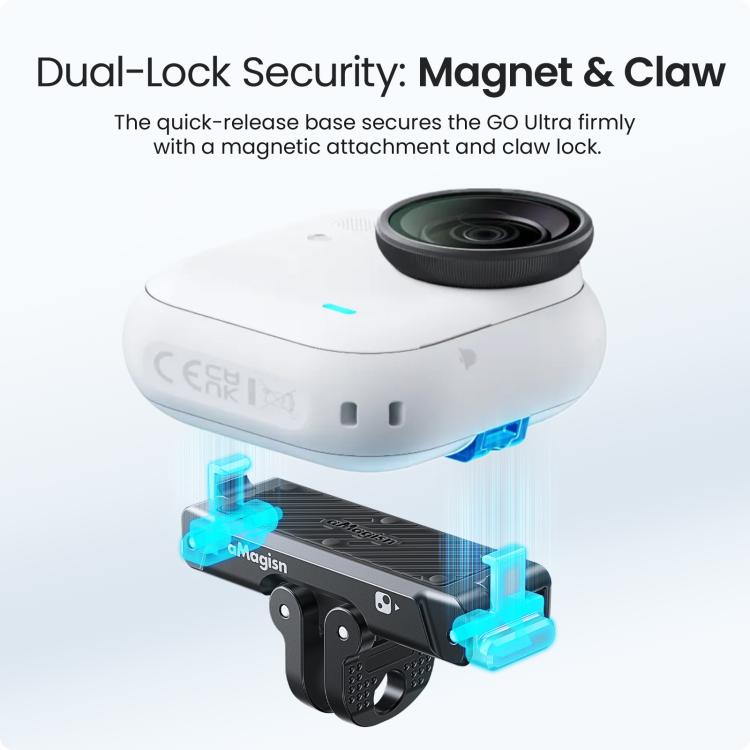 For Insta360 Go Ultra Camera aMagisn Metal Quick Release Magnetic Adapter With 1/4-inch Threaded Hol(Black) - Mount & Holder by aMagisn | Online Shopping UK | buy2fix