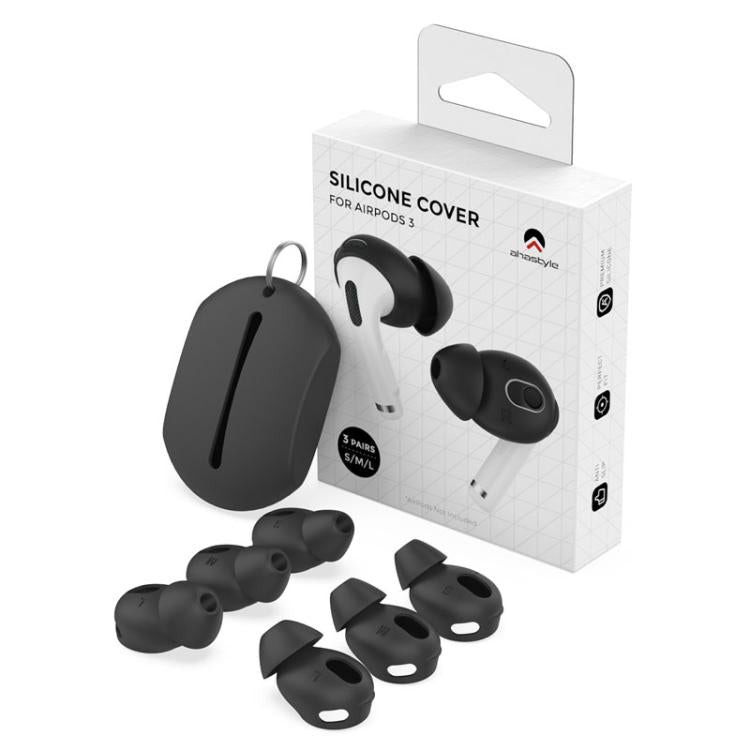 For AirPods 3 AhaStyle PT66-3 3pairs S+M+L Earphone Silicone Acoustic Earplugs(Black) - Anti-dust & Ear Caps by AhaStyle | Online Shopping UK | buy2fix