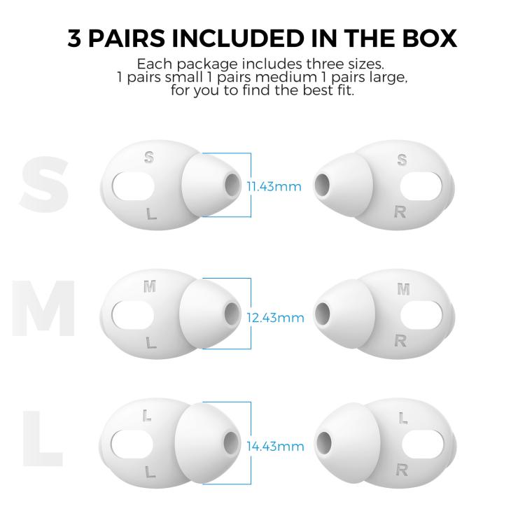 For AirPods 3 AhaStyle PT66-3 3pairs S+M+L Earphone Silicone Acoustic Earplugs(White) - Anti-dust & Ear Caps by AhaStyle | Online Shopping UK | buy2fix
