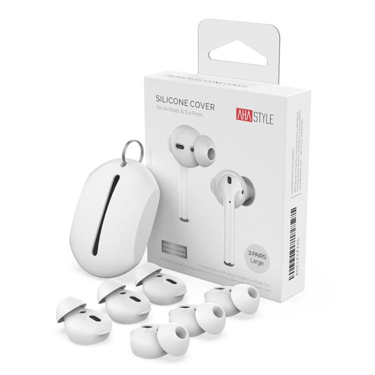 For AirPods 1 / 2 AhaStyle PT66 3pairs Silicone In-Ear Soundproof Ear Case, Color: Large White - Anti-dust & Ear Caps by AhaStyle | Online Shopping UK | buy2fix