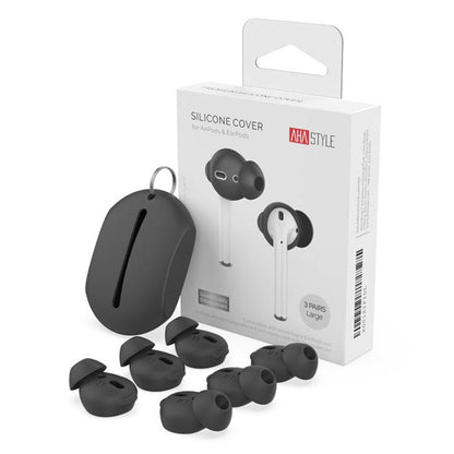 For AirPods 1 / 2 AhaStyle PT66 3pairs Silicone In-Ear Soundproof Ear Case, Color: Large Black - Anti-dust & Ear Caps by AhaStyle | Online Shopping UK | buy2fix