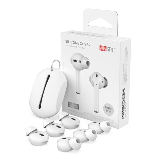 For AirPods 1 / 2 AhaStyle PT66 3pairs Silicone In-Ear Soundproof Ear Case, Color: Small White