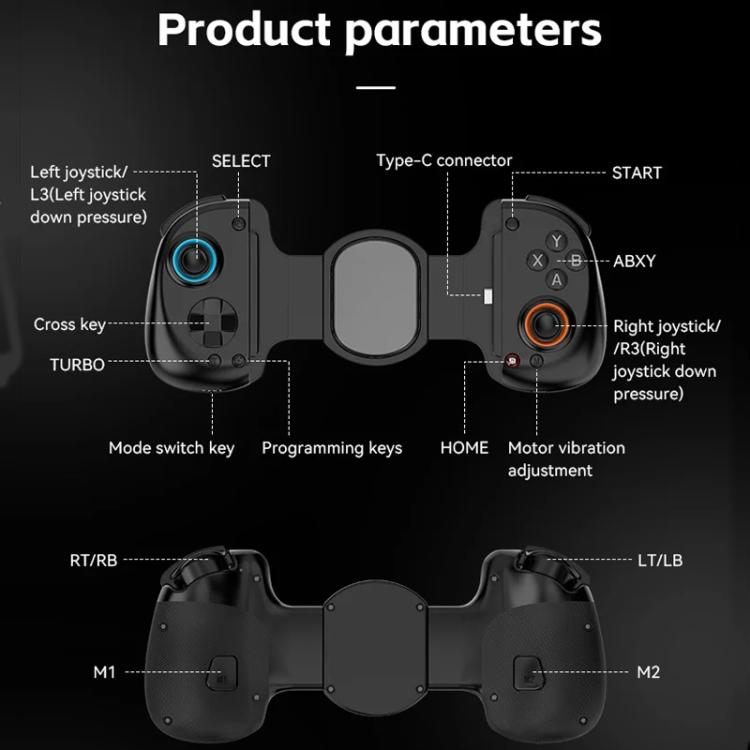 D8+ Wired & Wireless Telescopic Game Controller Foldable USB-C, Hall Sensing Joystick For Switch/Android/IOS/PC(Gray) - Controller Gamepad by buy2fix | Online Shopping UK | buy2fix