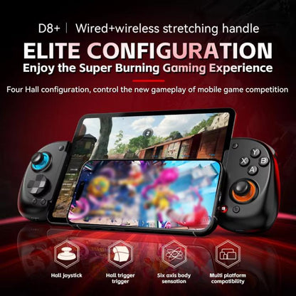 D8+ Wired & Wireless Telescopic Game Controller Foldable USB-C, Hall Sensing Joystick For Switch/Android/IOS/PC(Gray) - Controller Gamepad by buy2fix | Online Shopping UK | buy2fix