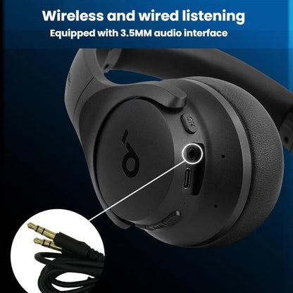 ANKER Soundcore Q20i Headband Gaming Headset Wireless Bluetooth Active Noise Reduction Headset(Black) - Headset & Headphone by ANKER | Online Shopping UK | buy2fix